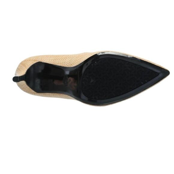 NWT Karl Lagerfeld Paris Women's Royale Dress Pump Heel Natural Woven Beige 11 - Picture 4 of 9